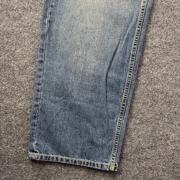 Vintage Y2K Rocket Men’s Embroidered Baggy Denim Jeans Hip Hop 36x32 - Picture 7 of 12